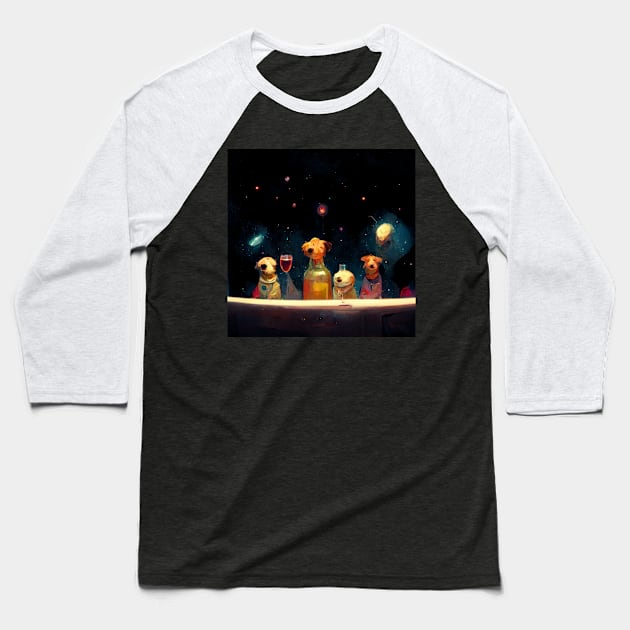 Dog Bar in Space Baseball T-Shirt by doodlesbydani